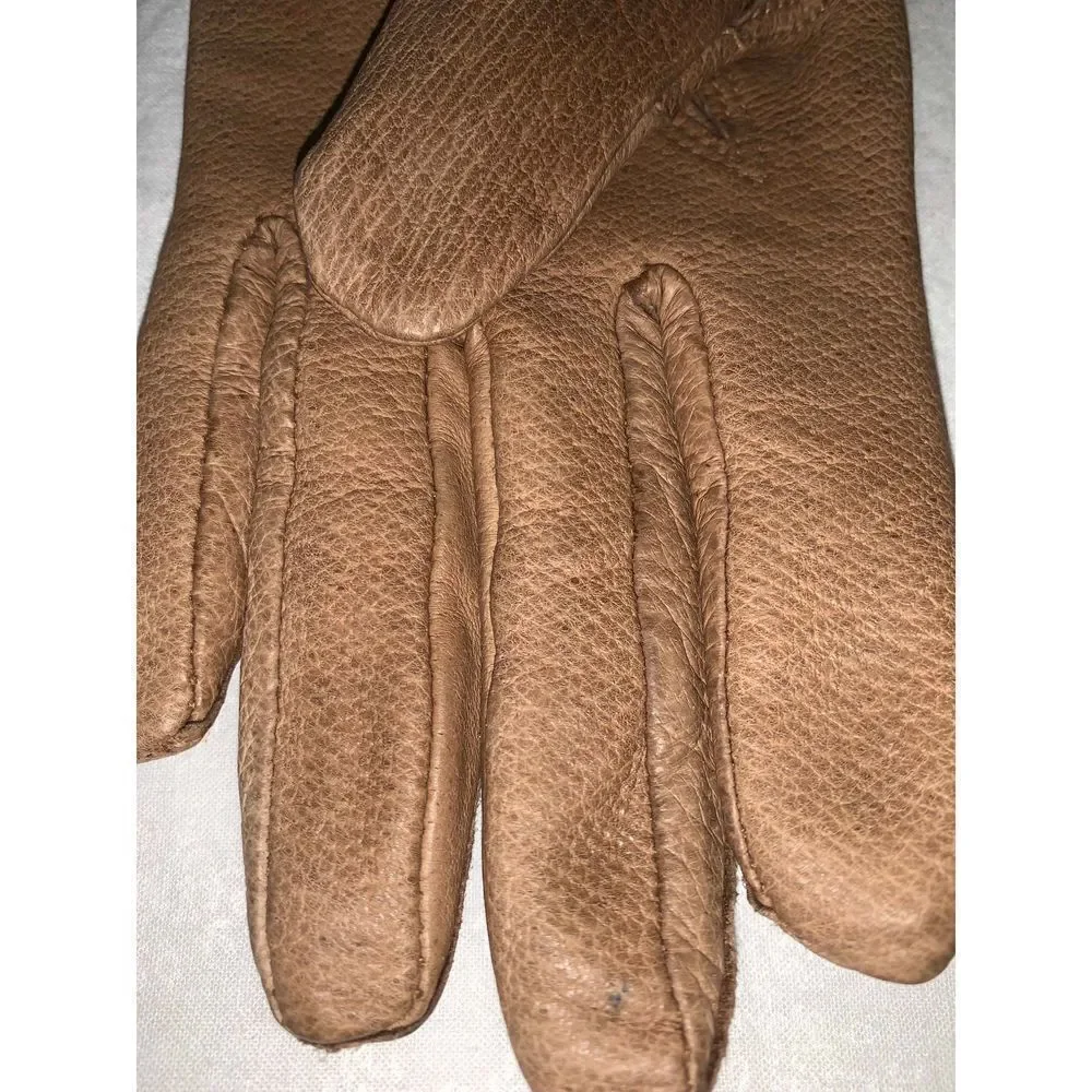 Vintage Tan Leather Gloves Size Medium‎